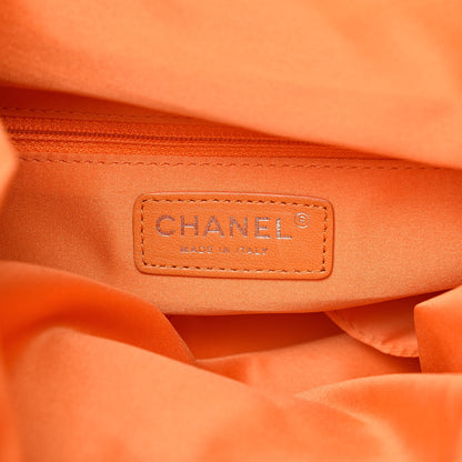 Chanel Lambskin Quilted Jumbo Grocery By Drawstring Shopping Bag Orange 6 of 14