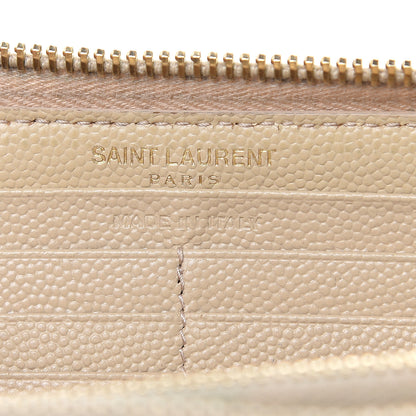 Saint Laurent Grain De Poudre Matelasse Chevron Monogram Zip Around Wallet Nude Powder 6 of 15