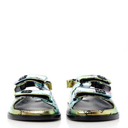 Chanel Laminated Lambskin Printed CC Dad Sandals 39 Multicolor 2 of 9