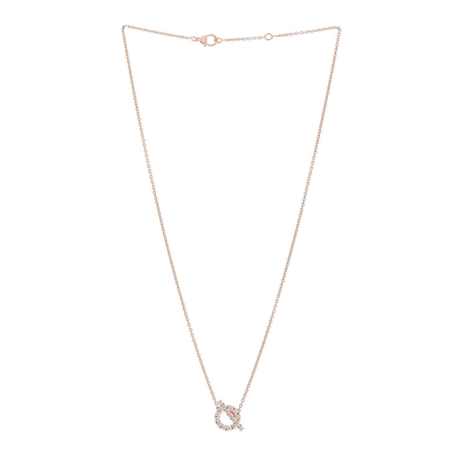 Hermes 18K Rose Gold Diamond Finesse Pendant Necklace 3 of 5