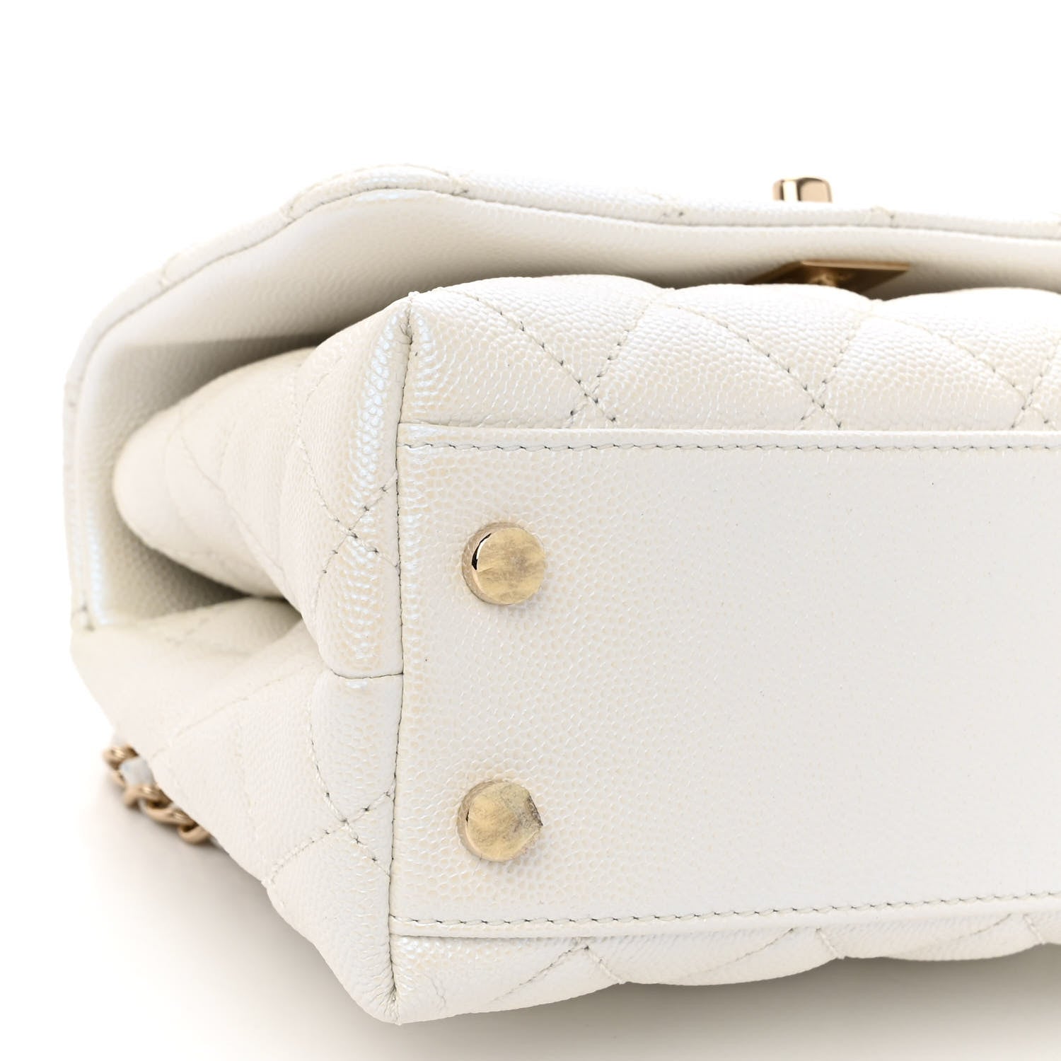 Chanel Iridescent Caviar Quilted Extra Mini Coco Handle Flap White 9 of 10