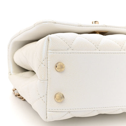 Chanel Iridescent Caviar Quilted Extra Mini Coco Handle Flap White 9 of 10