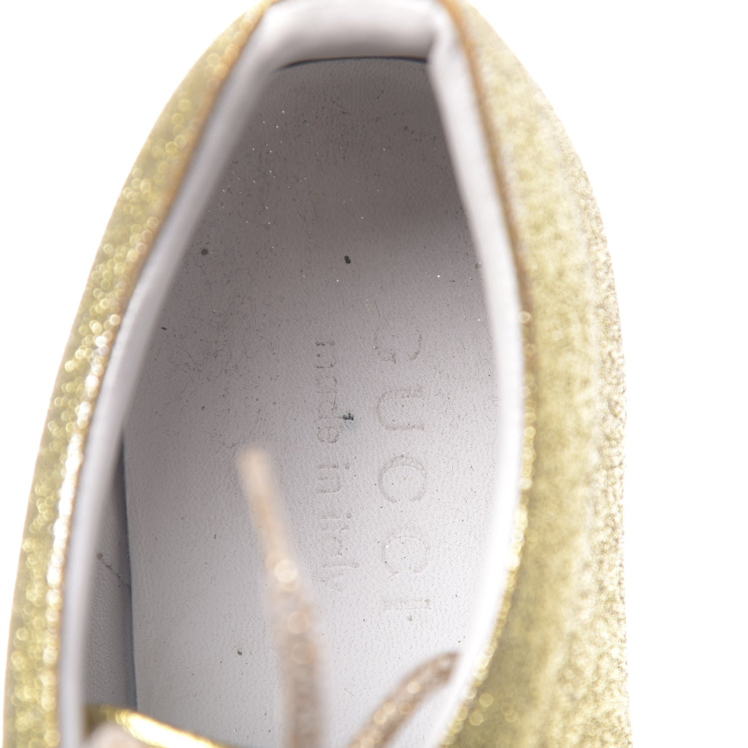 Gucci Metallic Calfskin Studded Mens Bambi Web GG Sneakers 7.5 Gold 6 of 13