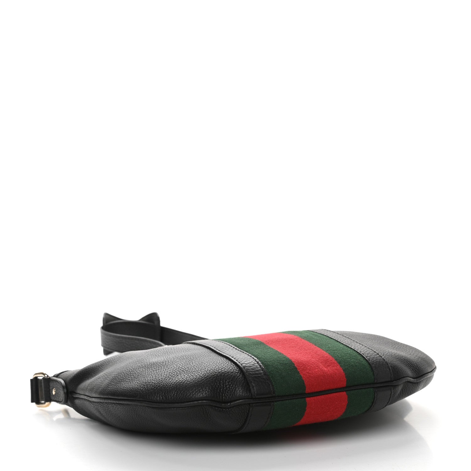 Gucci Pebbled Calfskin Vintage Web Medium Half Moon Hobo Black 4 of 11