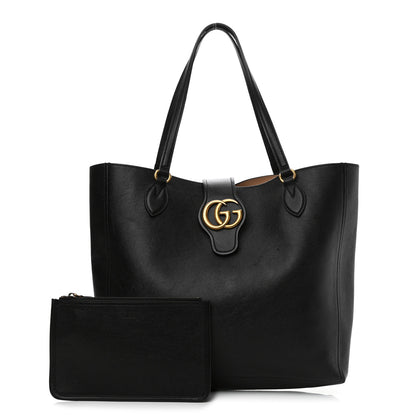 Gucci New Sakai Calfskin Lux Medium Dahlia Tote Black 1 of 14
