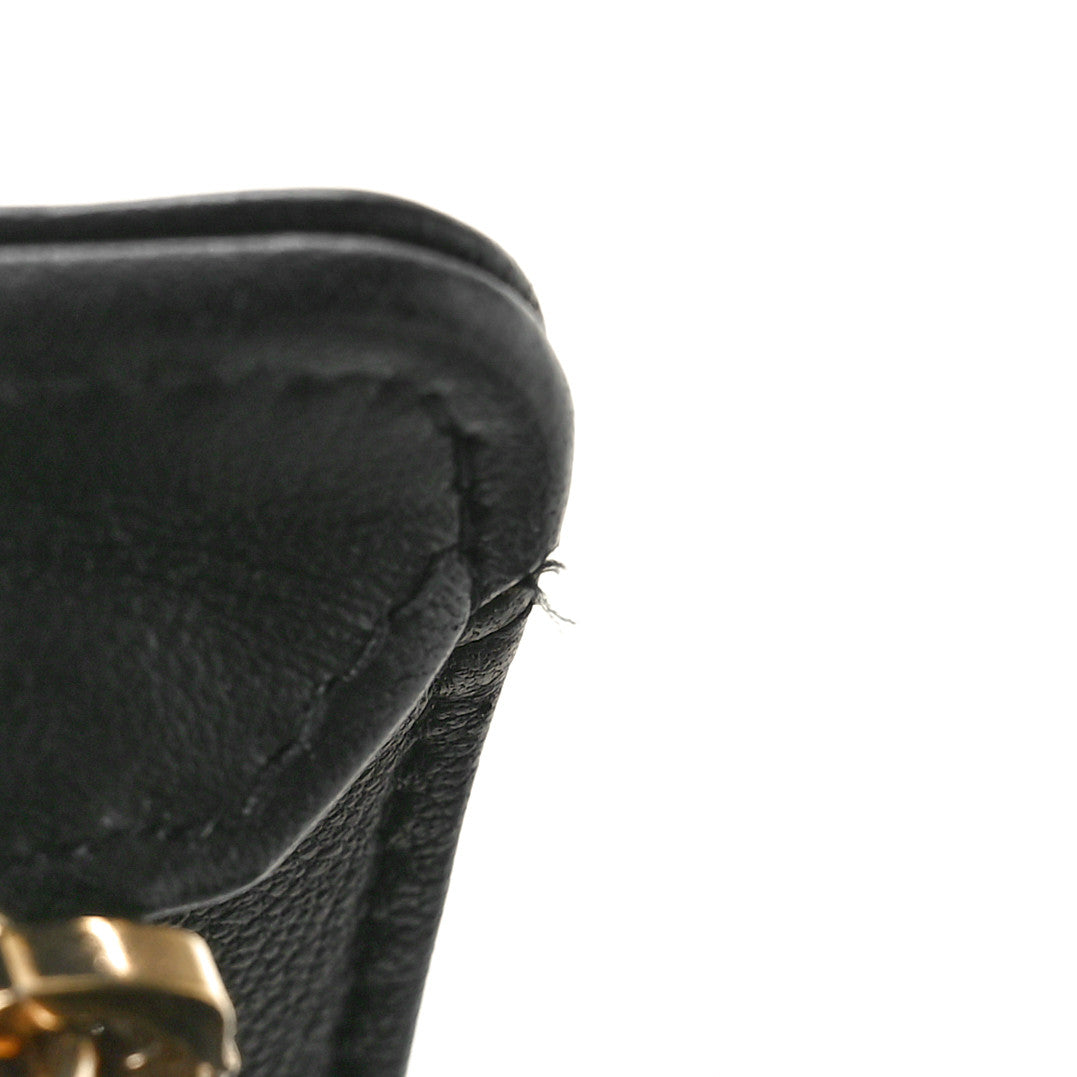 Lambskin Quilted Wristlet Clutch Black