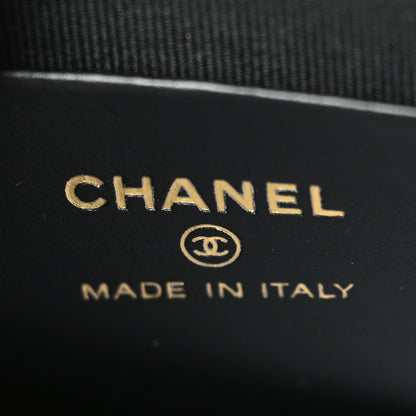 Chanel Shiny Aged Calfskin Quilted Mini Top Handle Clutch With Chain Black 6 of 9
