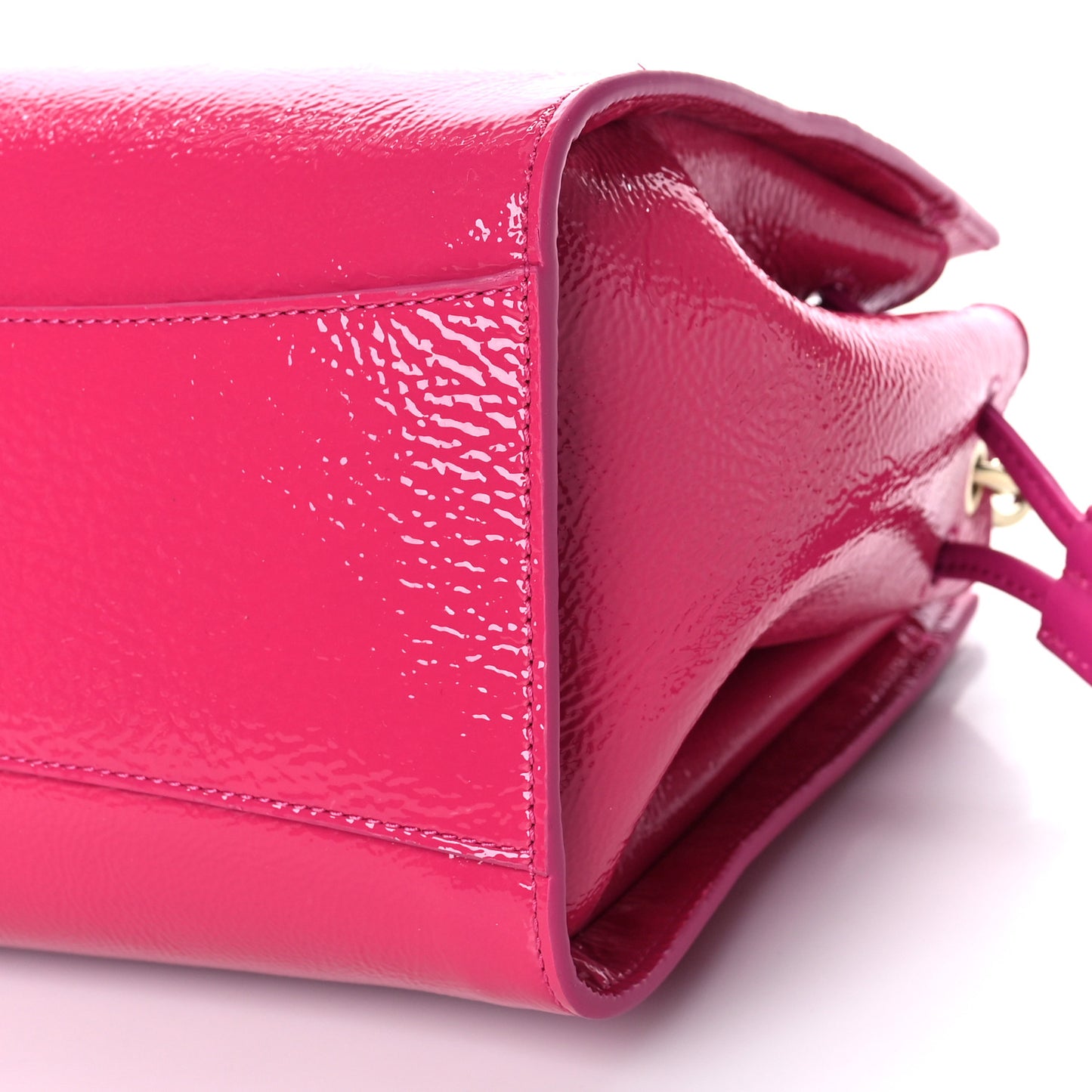 Spongy Patent Calfskin Small Iris Tote Mulberry Pink