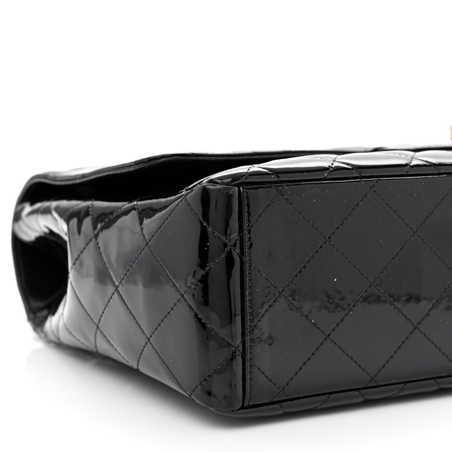 Patent Quilted Maxi Single Flap Black