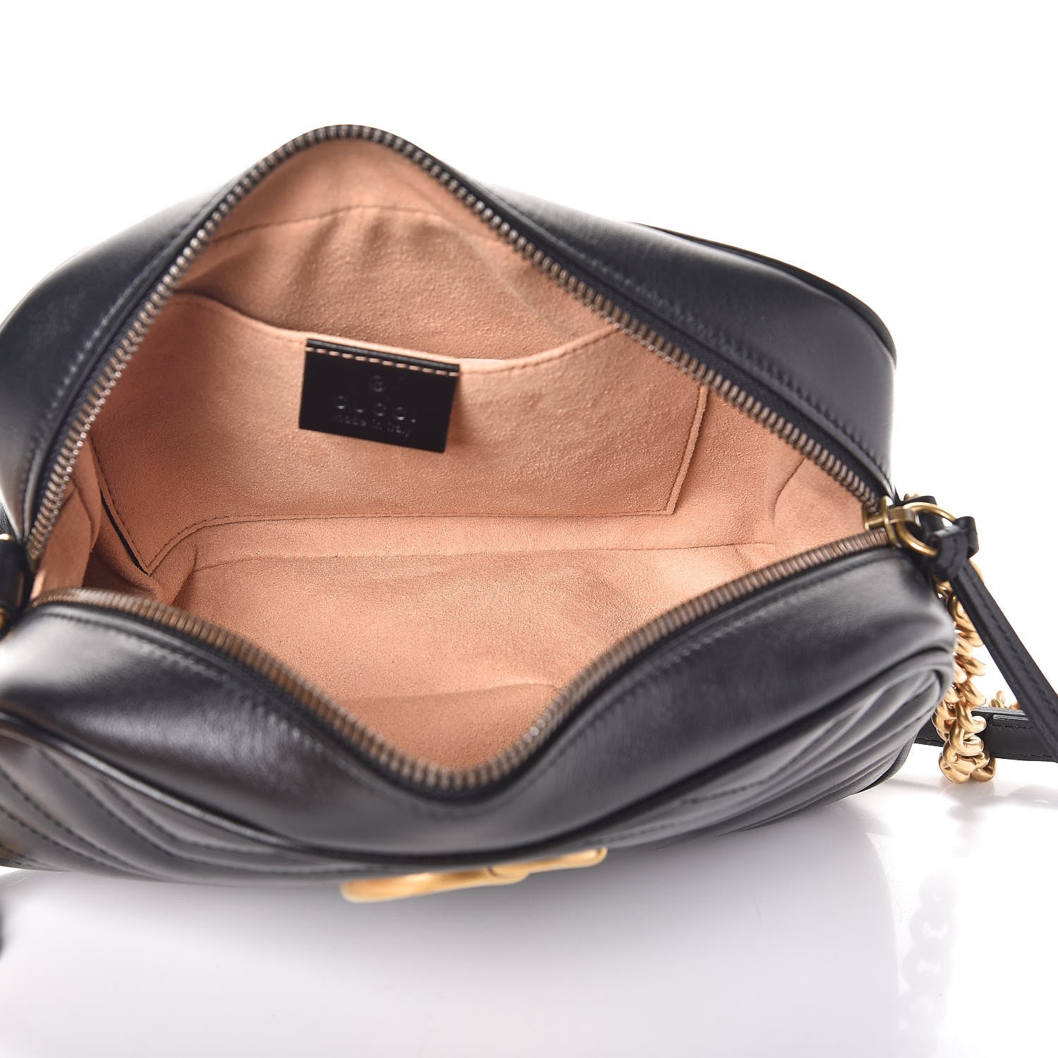 Gucci Calfskin Matelasse Small GG Marmont Chain Shoulder Bag Black 5 of 7