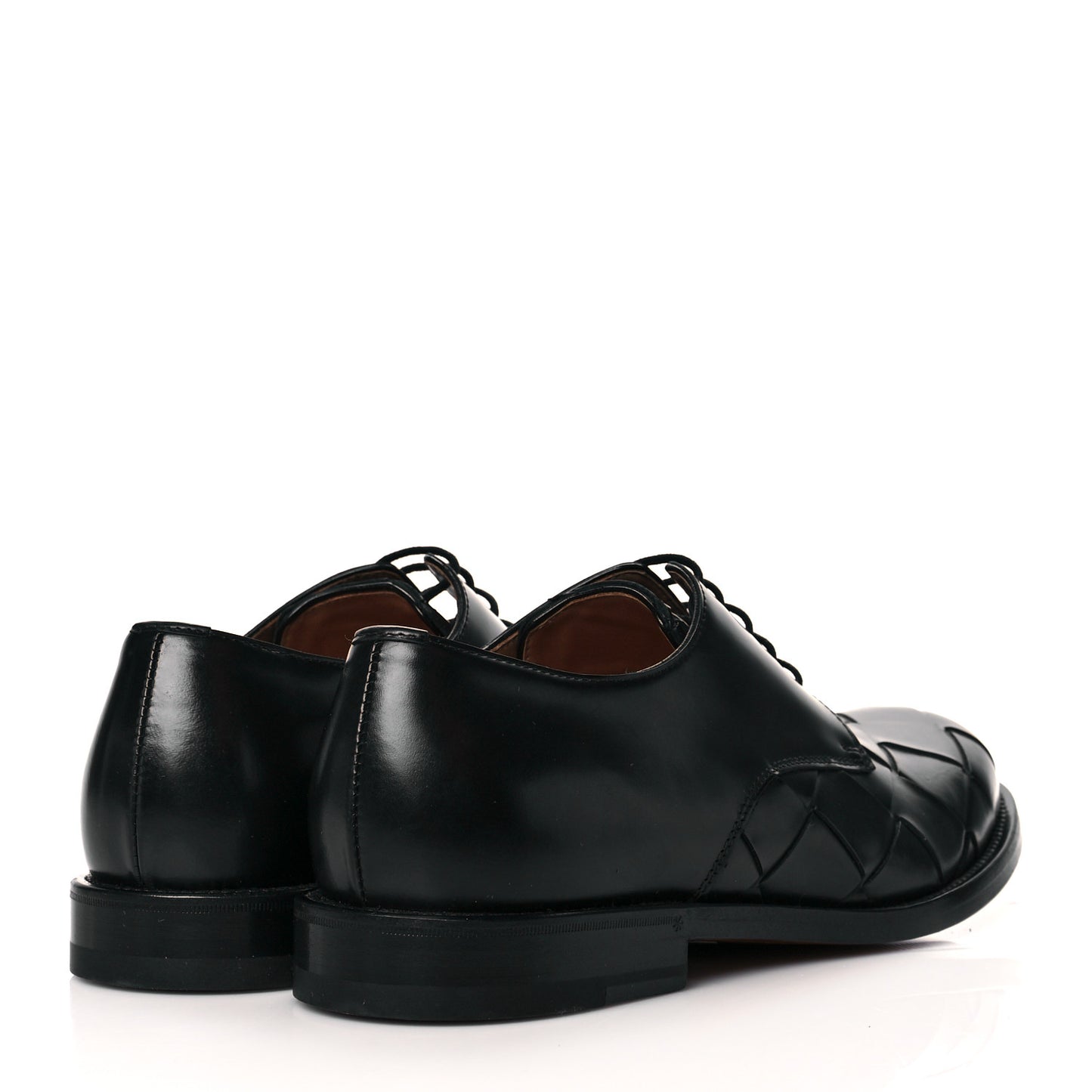 Calfskin Intrecciato Varenne Mens Derby Shoes 40 Black