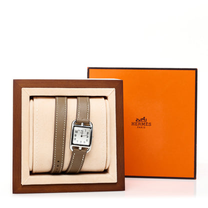 Hermes Stainless Steel Swift 23mm Cape Cod Double Tour Quartz Watch Etoupe 5 of 5