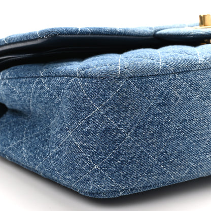 Chanel Washed Denim Quilted Medium Double Flap Blue 9 of 10