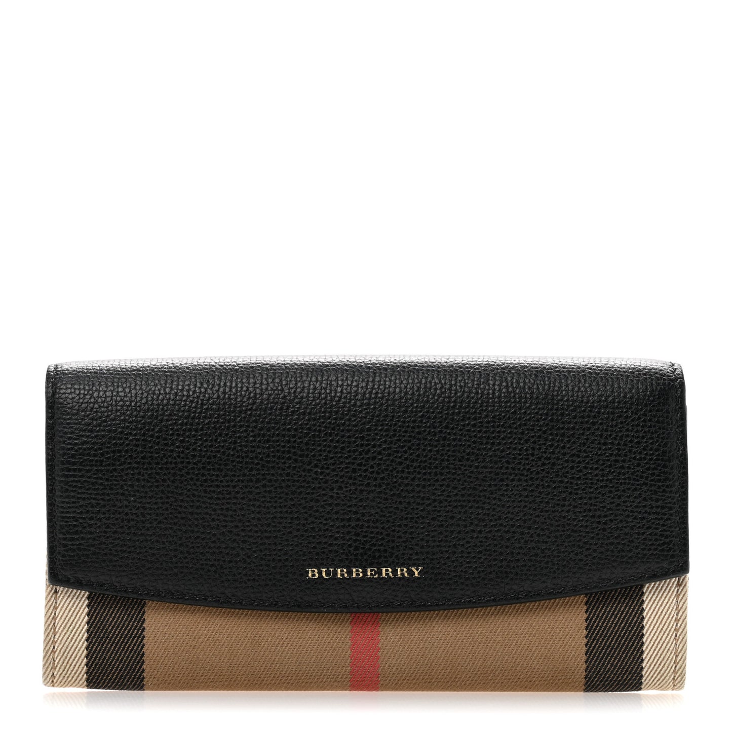 Calfskin House Check Porter Continental Wallet Black