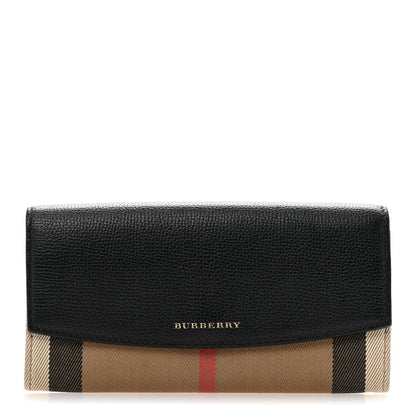 Burberry Calfskin House Check Porter Continental Wallet Black 1 of 10
