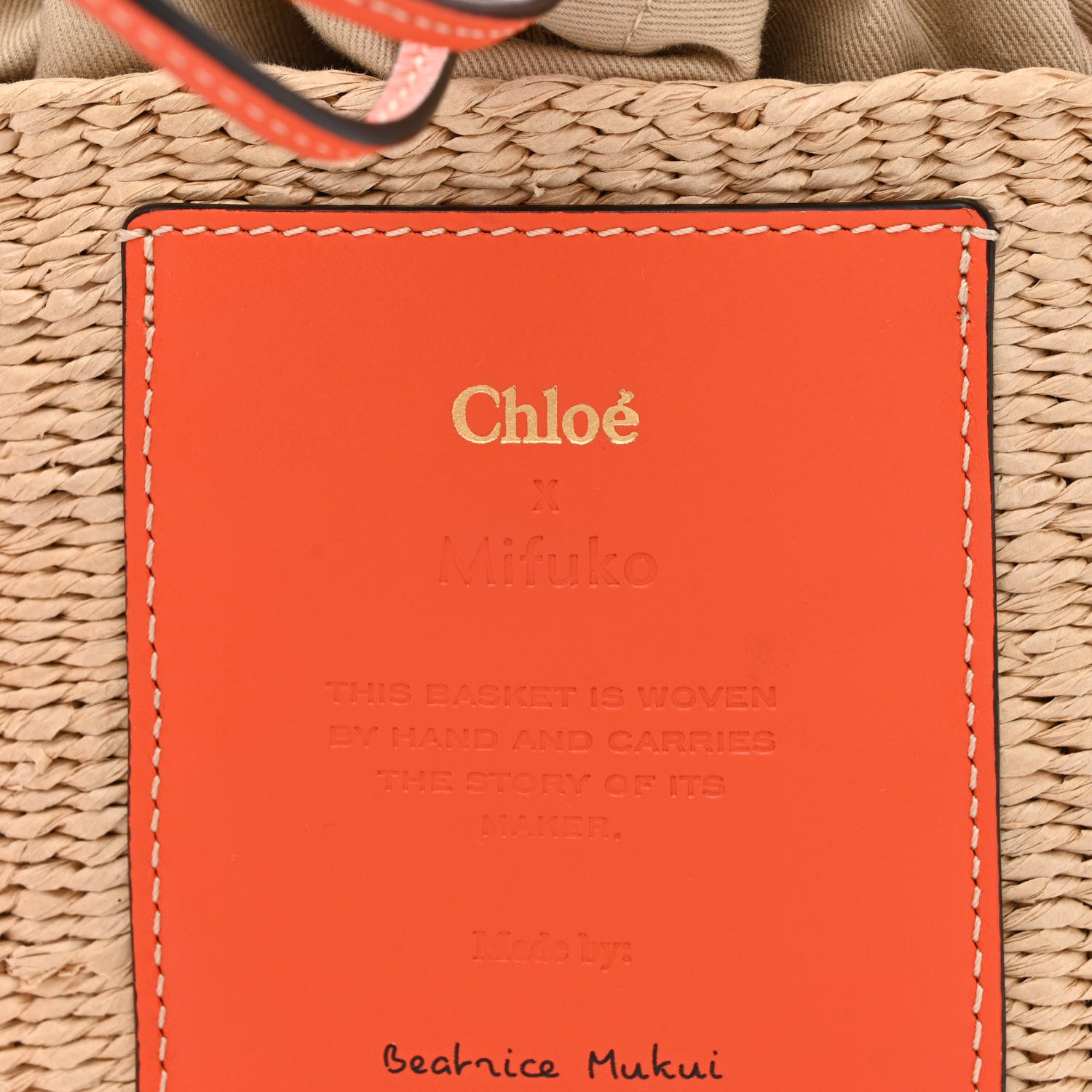 Chloe X MIFUKO Raffia Calfskin Basket Shoulder Bag Orange Fizz 8 of 10