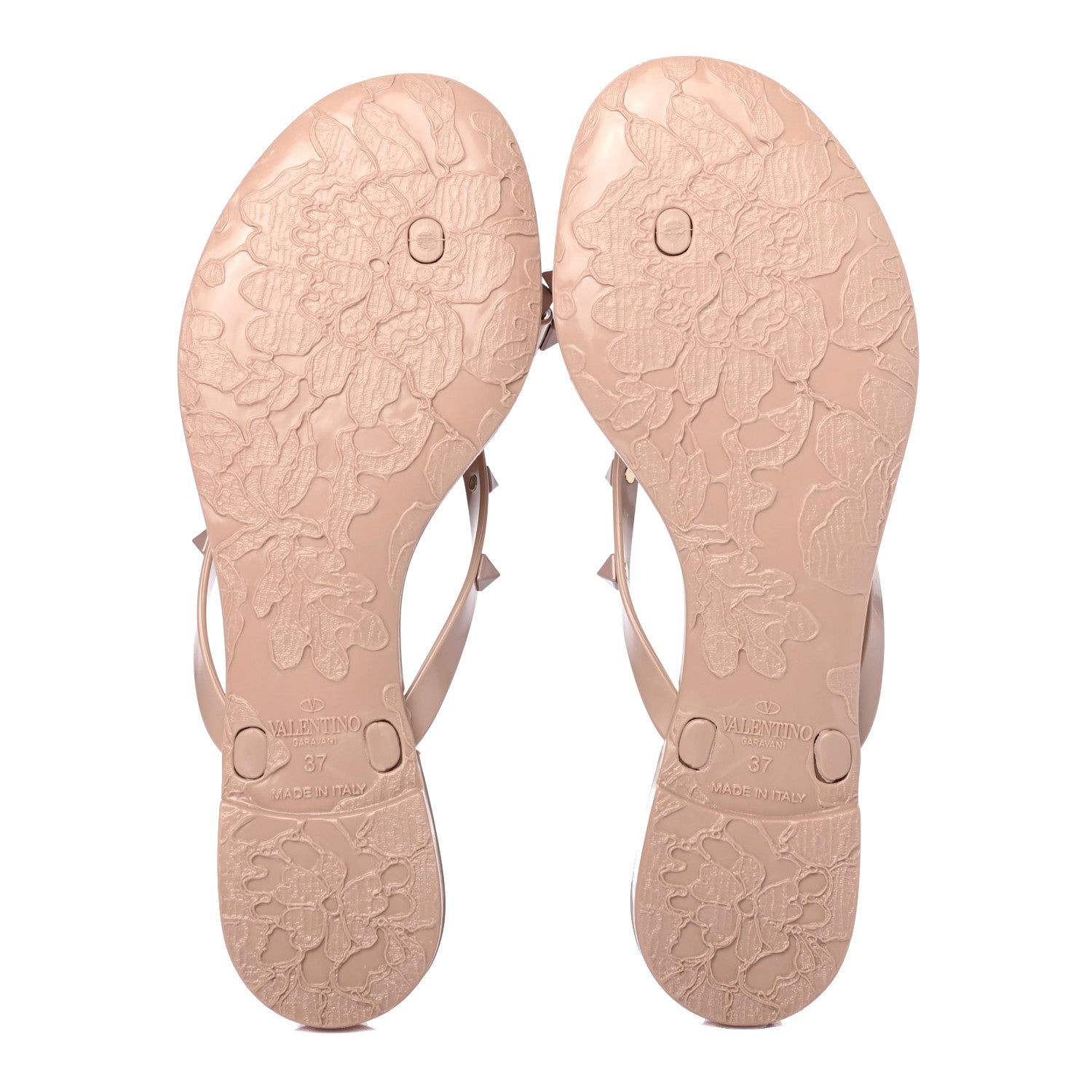 Valentino Garavani PVC Jelly Rockstud Bow Thong Sandals 37 Poudre 4 of 4