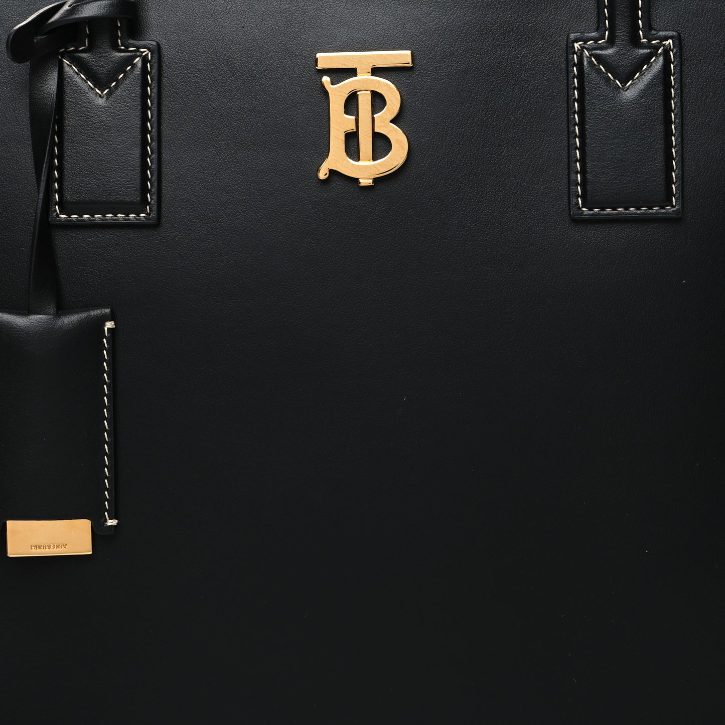 Calfskin Monogram Motif TB Medium Soft Tote Black