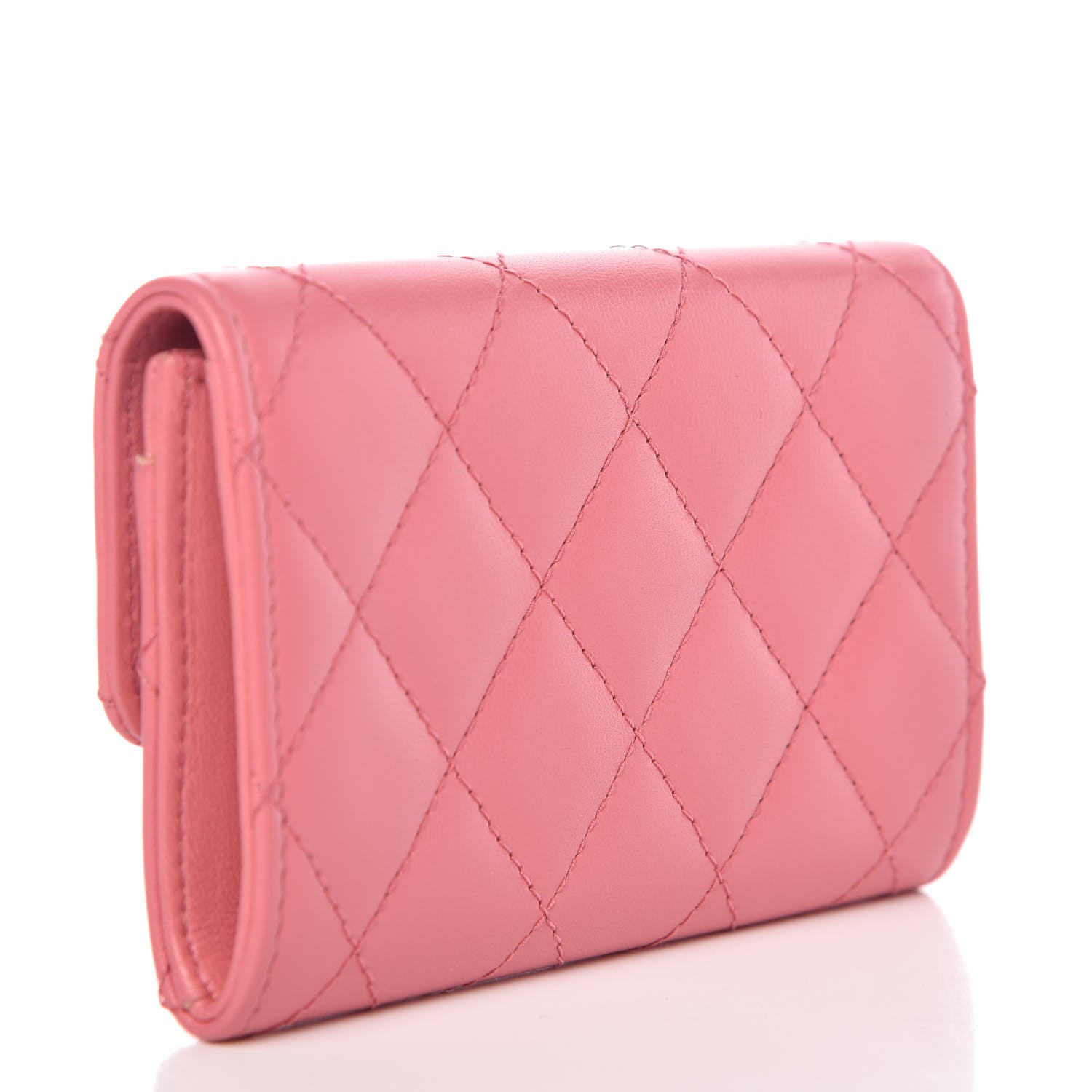 Chanel Lambskin Quilted Flap Card Holder Pink 3 of 12