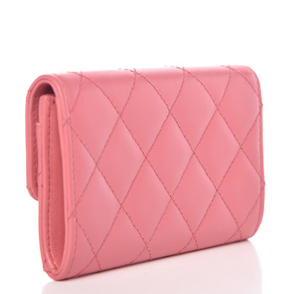 Chanel Lambskin Quilted Flap Card Holder Pink 3 of 12