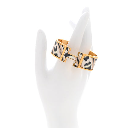 Hermes Enamel Printed Wide Le Chat Carre Clic Clac H Bracelet PM Lumière 2 of 5