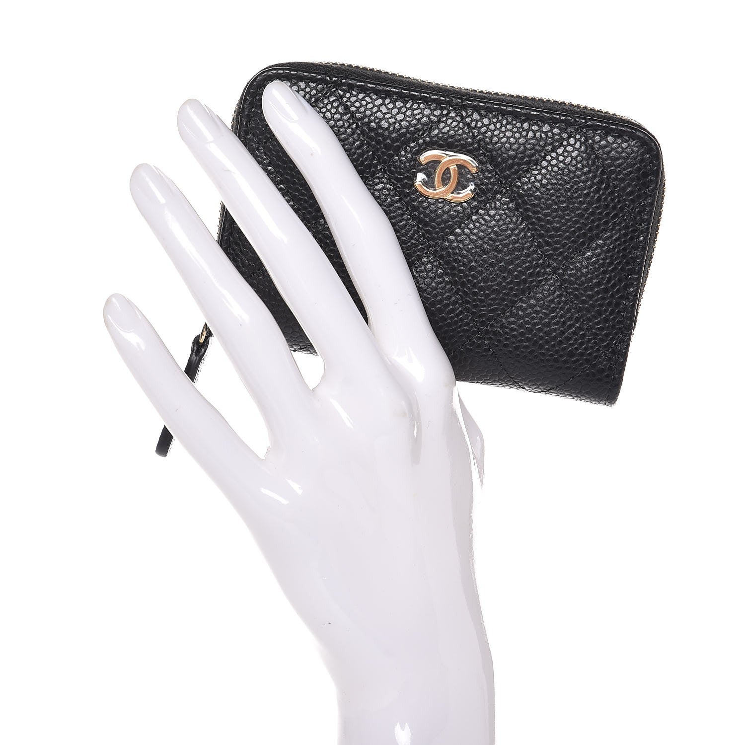 Chanel Caviar Quilted Zip Coin Purse Black 2 of 8