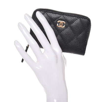Chanel Caviar Quilted Zip Coin Purse Black 2 of 8