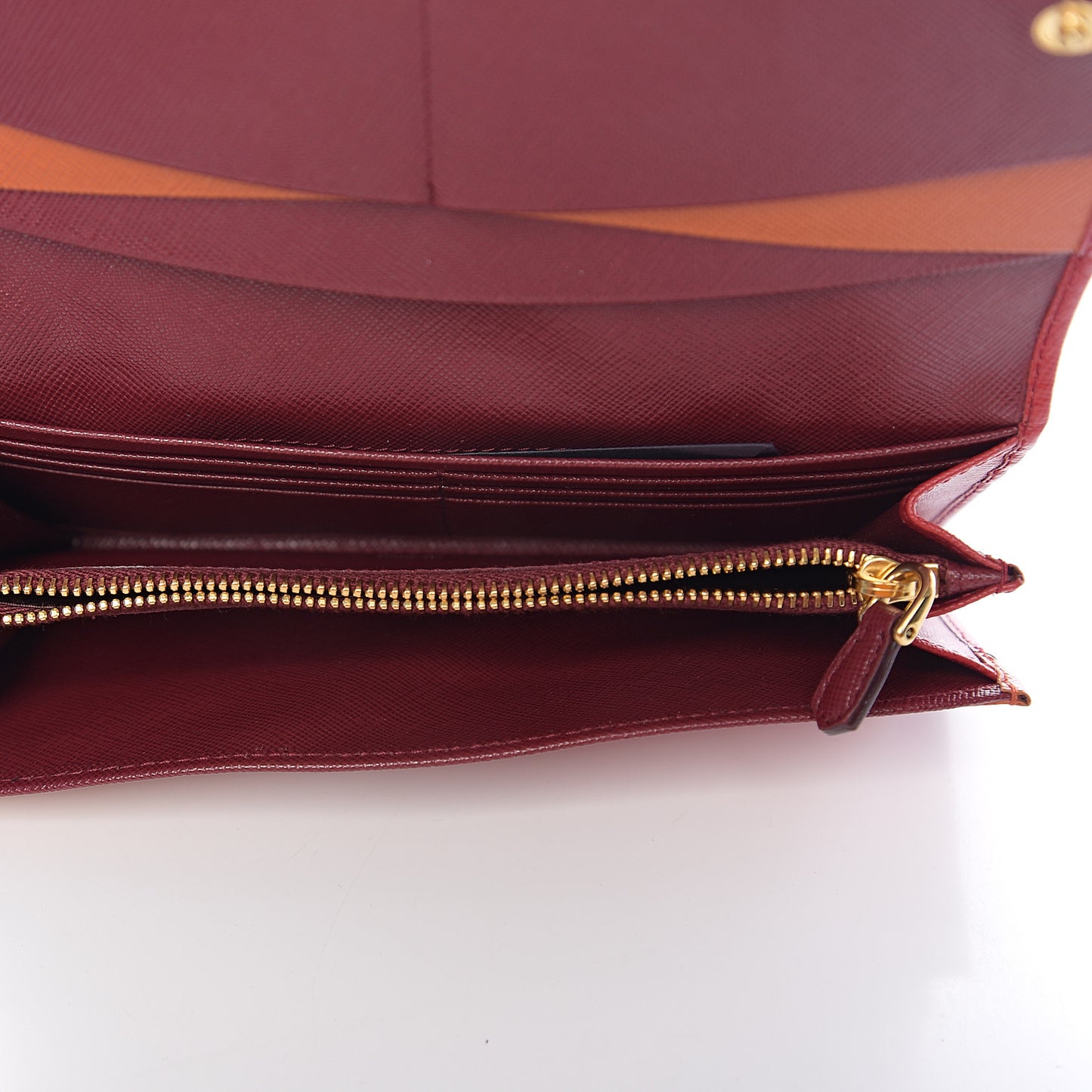 Saffiano Metal Continental Flap Wallet Fuoco