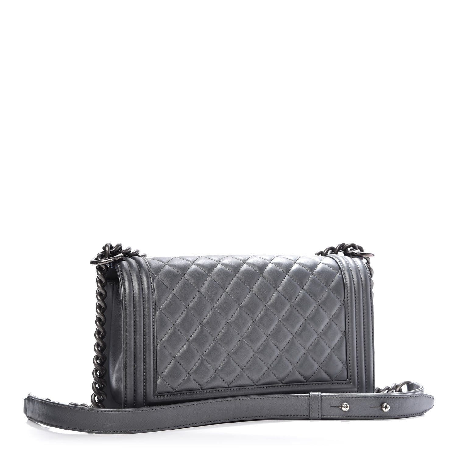 Chanel Calfskin Quilted Medium Boy Flap Dark Grey 3 of 10