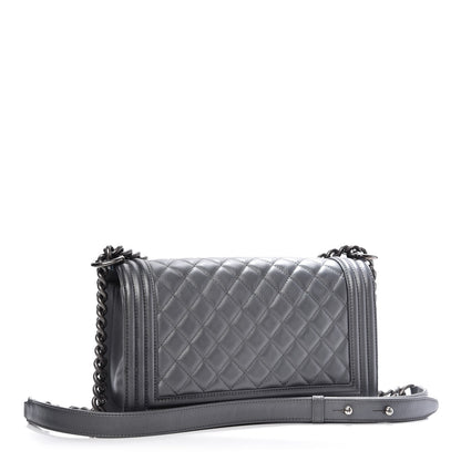 Chanel Calfskin Quilted Medium Boy Flap Dark Grey 3 of 10