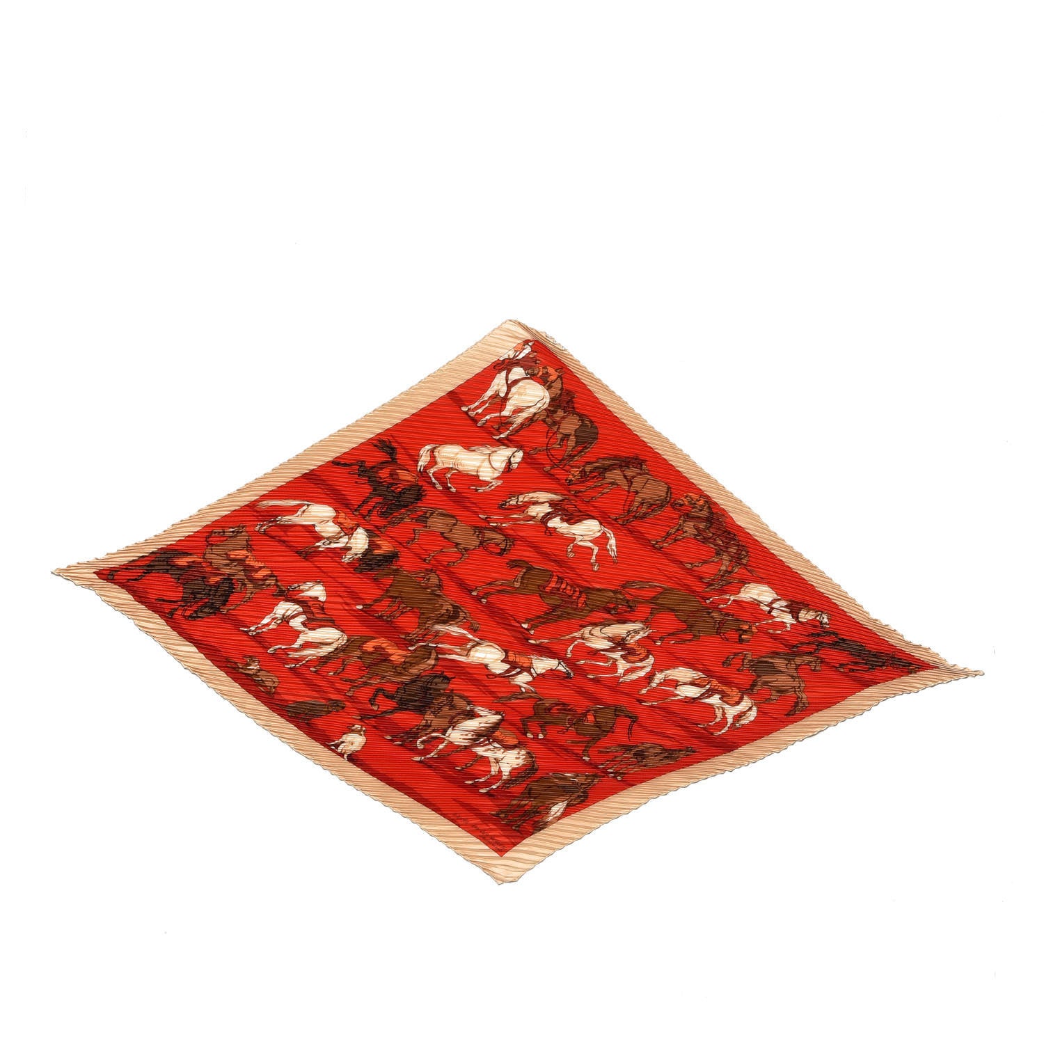Hermes Silk Plisse Chevaux D'Apres Van Der Meulen Scarf 90 1 of 4