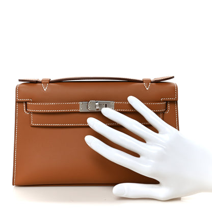 Hermes Swift Kelly Pochette Clutch Gold 2 of 9