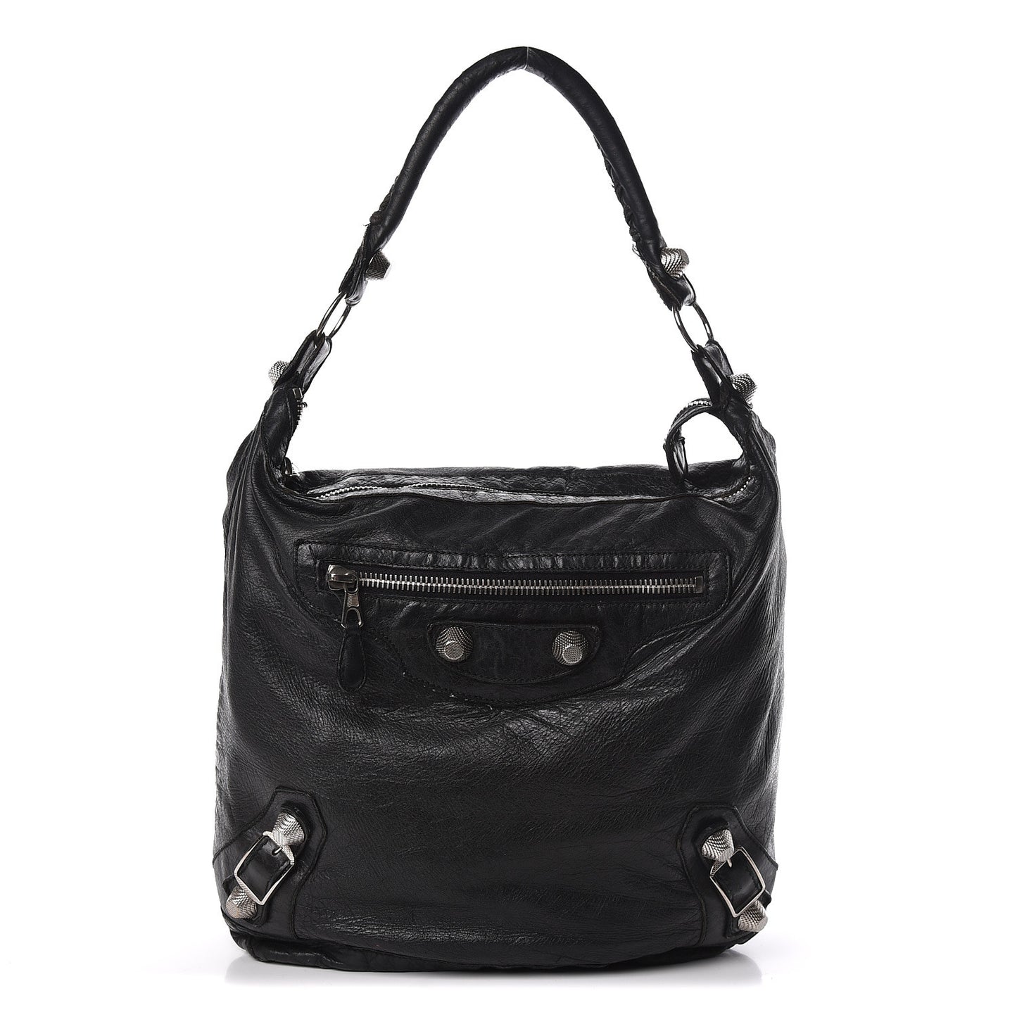 Agneau Giant 21 Silver Hardware Day Hobo Black