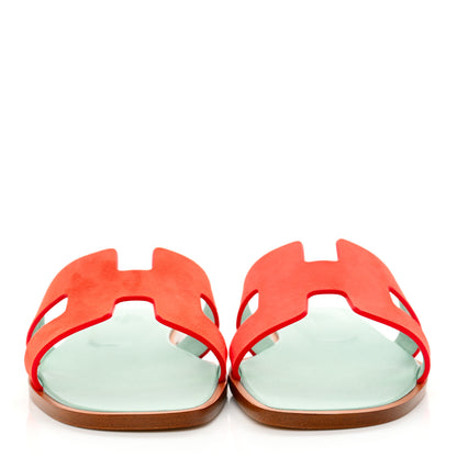 Hermes Suede Goatskin Oran Sandals 37 Rose Sorbet 2 of 9