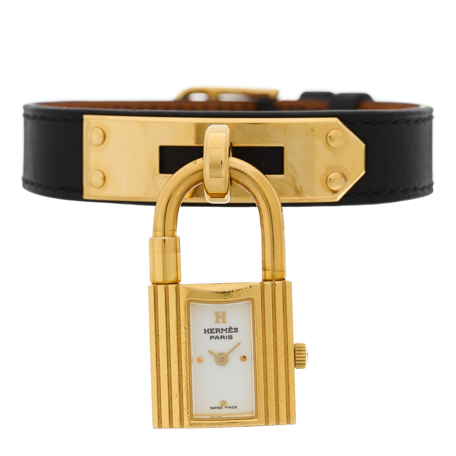 Hermes Stainless Steel Barenia 20mm Kelly Cadena Quartz Watch Noir 2 of 5