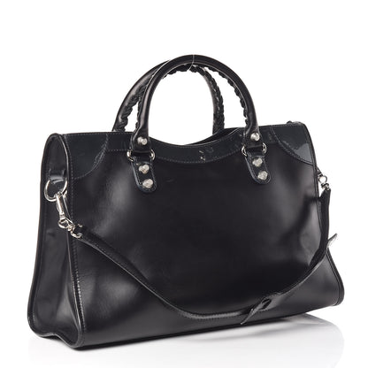 Balenciaga Smooth Calfskin Metallic Patent Giant 12 Silver Hardware City Black Gris 4 of 21