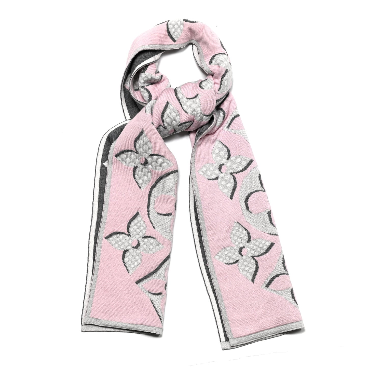 Wool Cashmere Giant Pop Monogram Scarf Rose