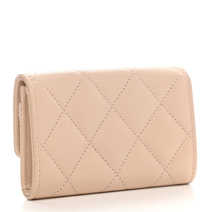 Chanel Caviar Pearl Quilted Coco Candy Flap Card Holder Beige 3 of 8