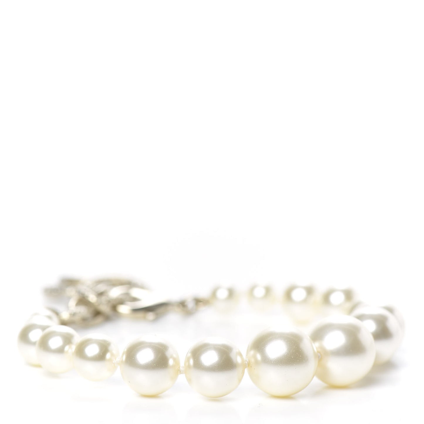 Graduated Pearl Crystal CC Bracelet Gold