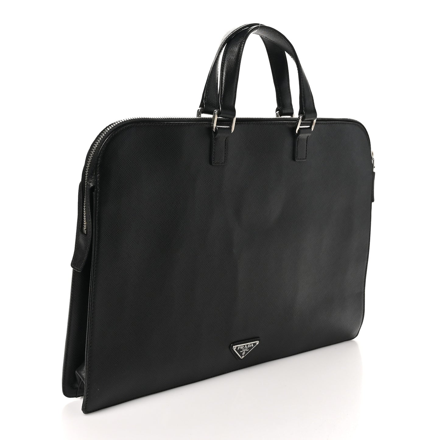 Saffiano Cuir Travel Front Zip Pocket Briefcase Black