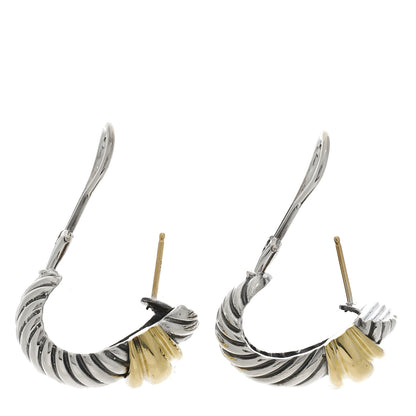 David Yurman Sterling Silver 14K Yellow Gold 26mm Thoroughbred Shrimp Earrings 3 of 4