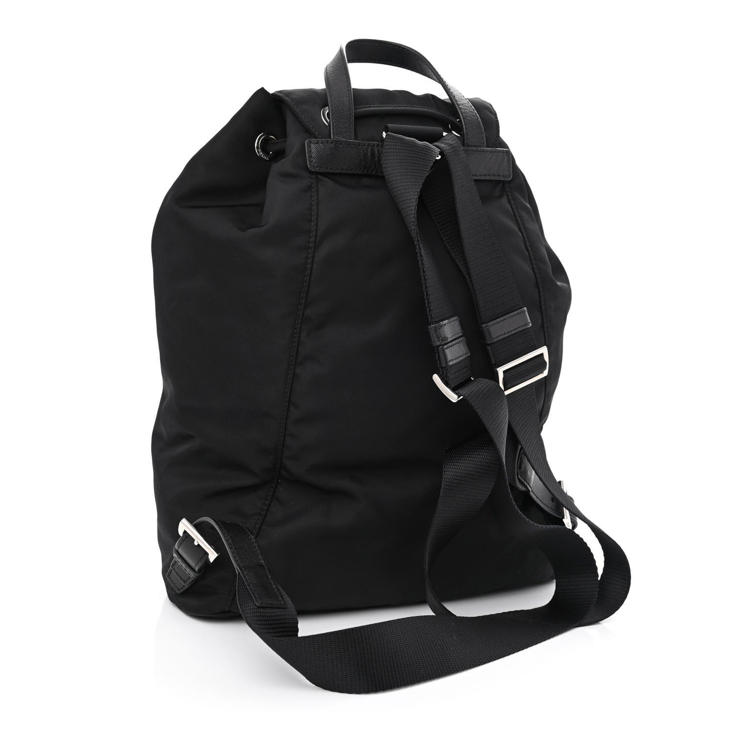 Nylon Vela Saffiano Small Cinch Backpack Black