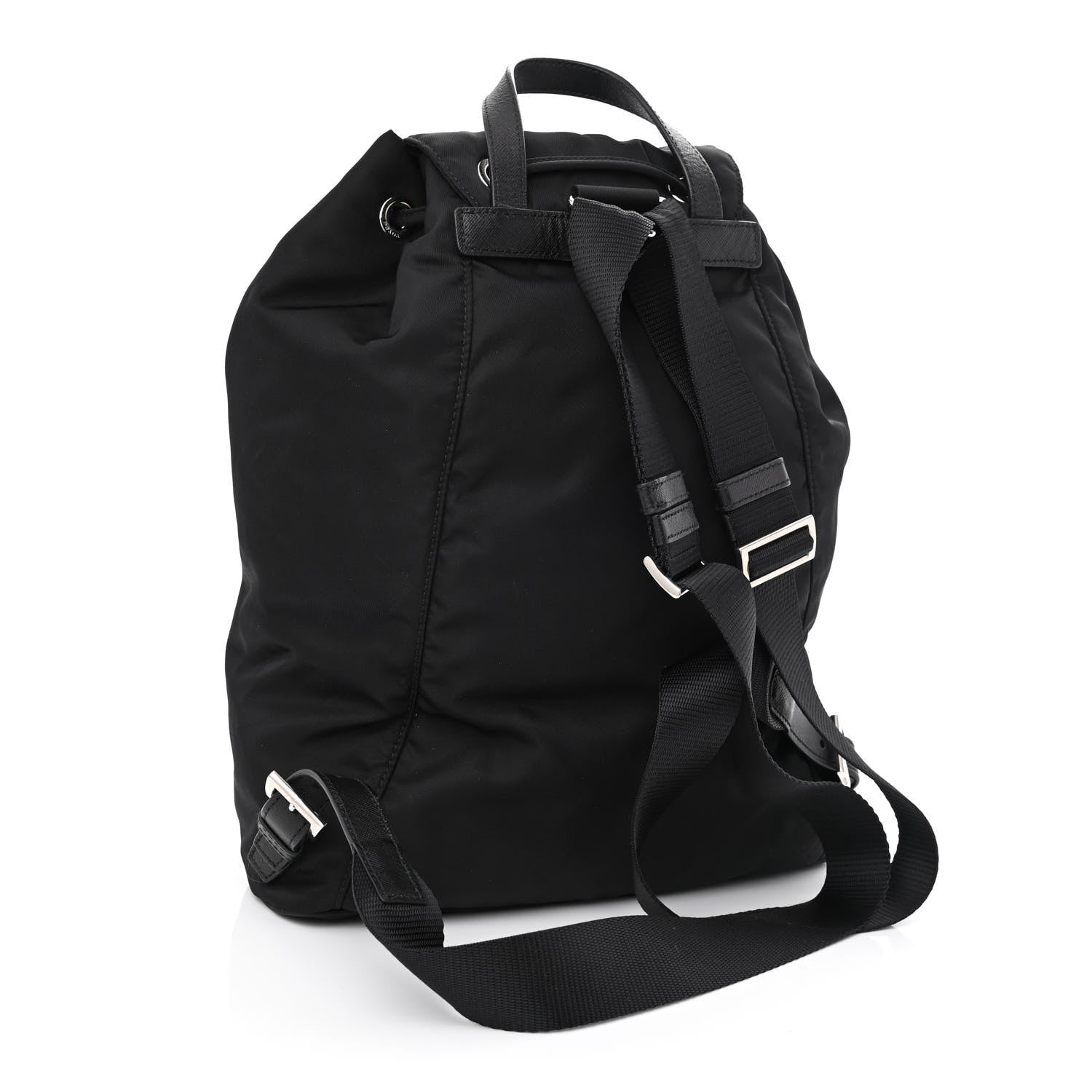 Prada Nylon Vela Saffiano Small Cinch Backpack Black 3 of 12