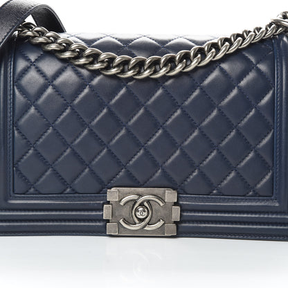 Chanel Lambskin Quilted Medium Boy Flap Dark Navy 8 of 15