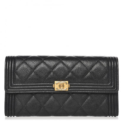 Chanel Caviar Quilted Boy Flap Wallet Black 1 of 8