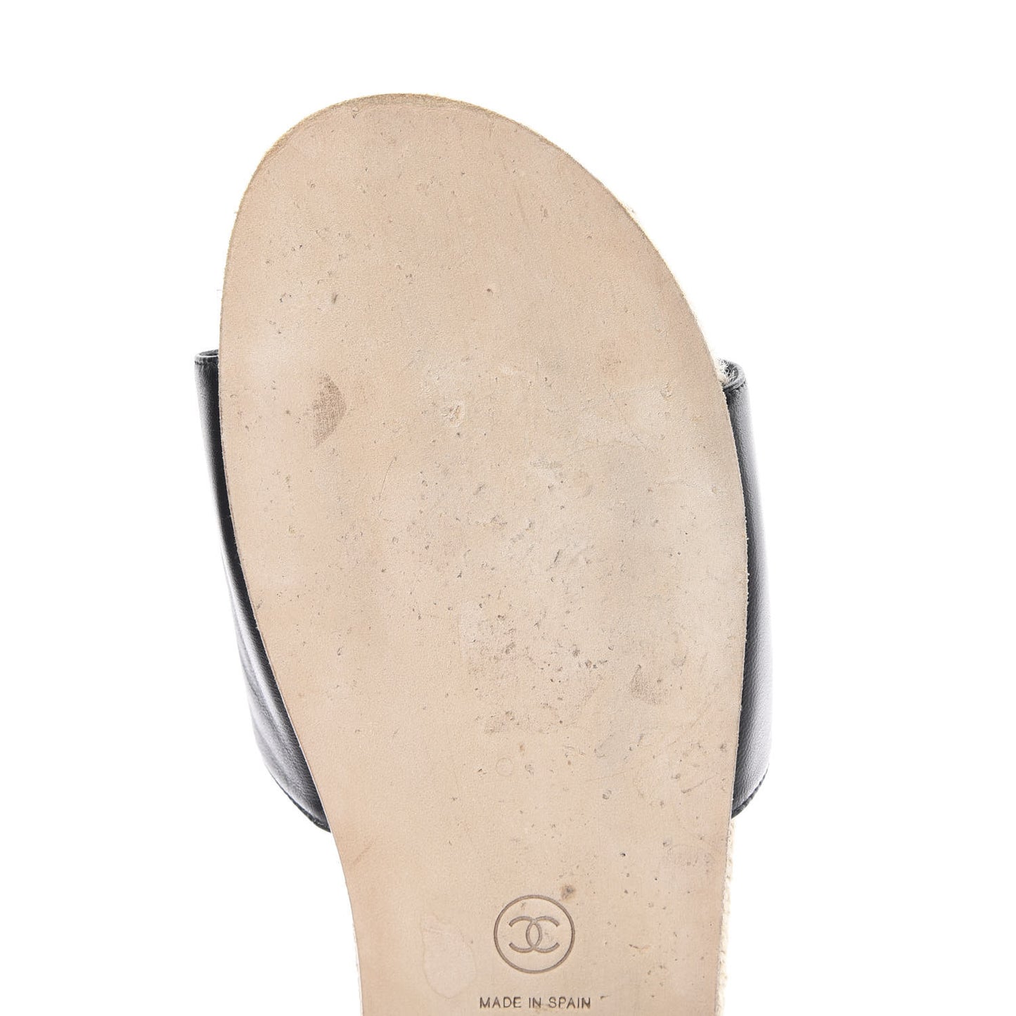 Lambskin Pearl CC Espadrille Slip On Sandals 39 Black