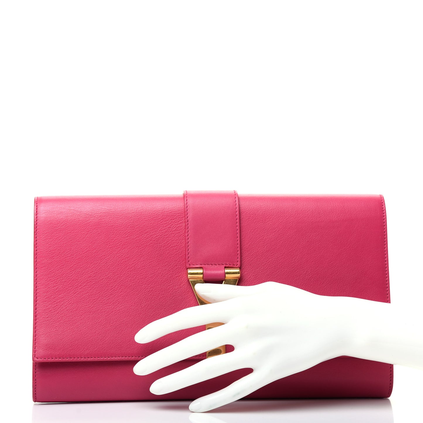 Calfskin Classic Y Ligne Clutch Fuchsia