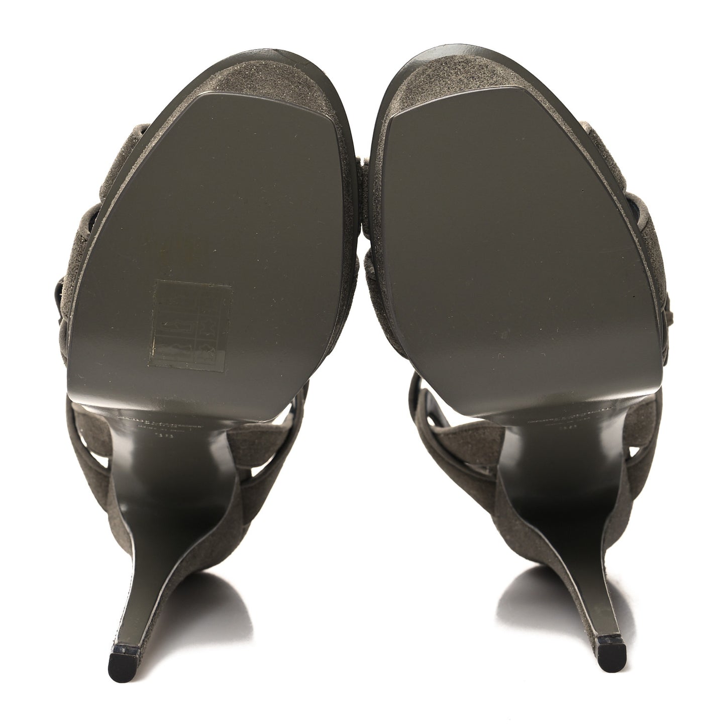 Glitter Effect Calfskin Tribute 105 Platform Sandals 38 Gray