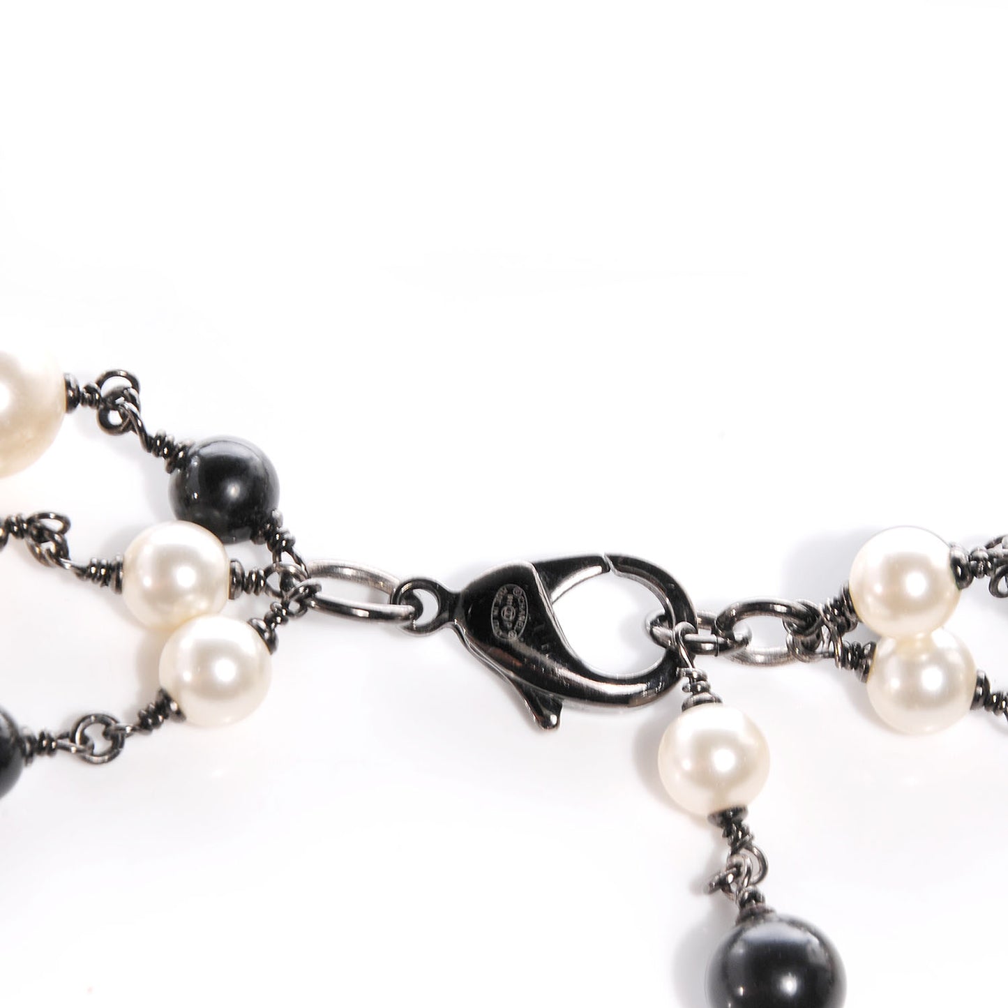Ruthenium Camellia Pearl CC Necklace Black
