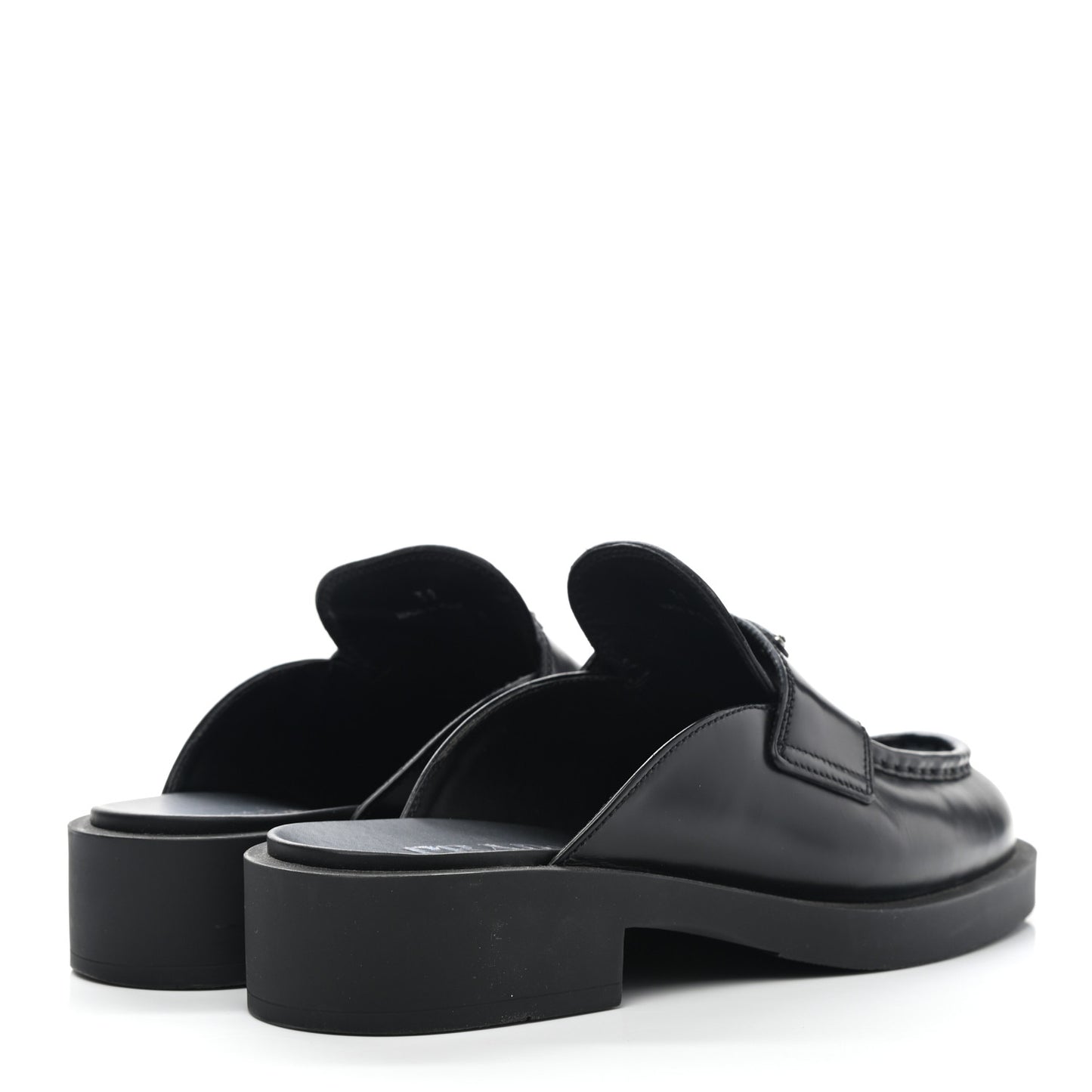 Spazzolato Metal Triangle Logo 40mm Loafer Mules 39 Black